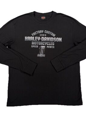 Harley-Davidson Long Sleeve T-Shirt Men's XL Black Destination Tacoma Silverdale